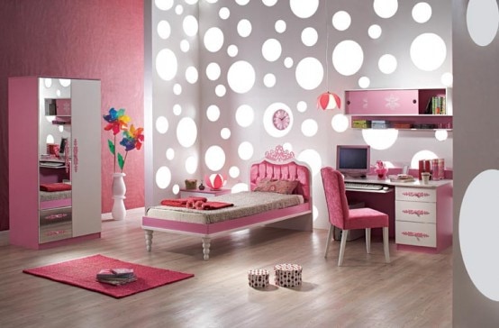 Dark Pink Color girl bedrooms design