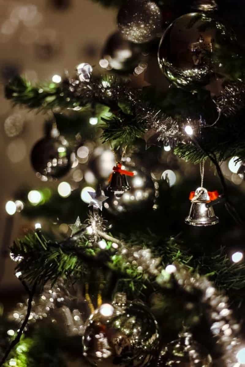 Green Christmas Tree with Silver Bells
