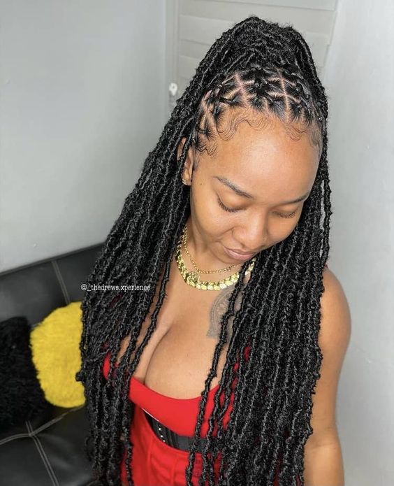 Criss cross hairstyle with braids for black hair