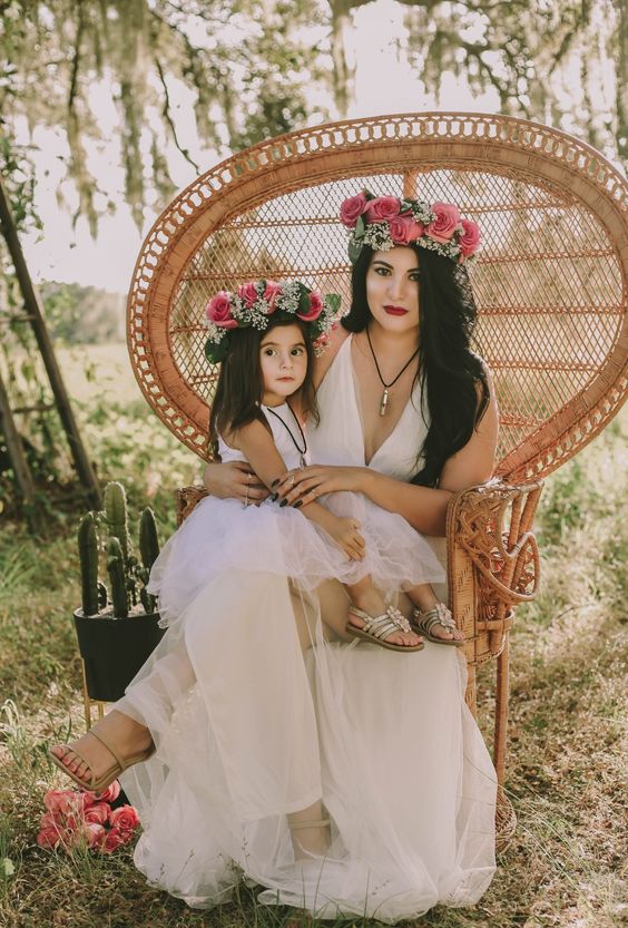 Women mommy and me matching boho dresses
