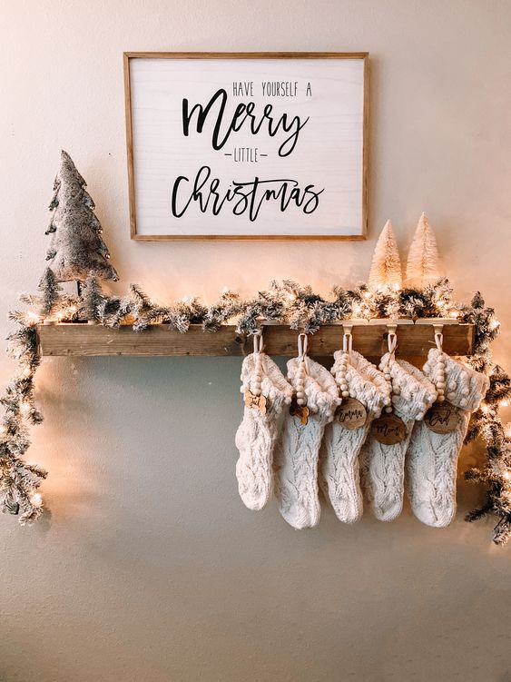 Shelf Stocking Garland Christmas Decor Ideas
